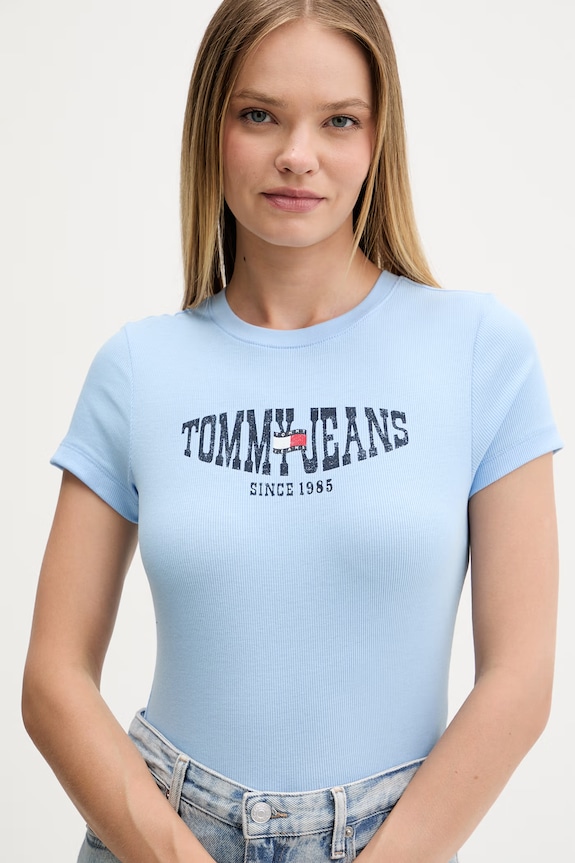 Tommy Jeans T-shirt damski z bawełną niebieski DW0DW22272