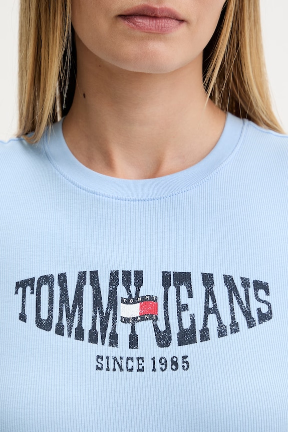Tommy Jeans T-shirt damski z bawełną DW0DW22272 niebieski