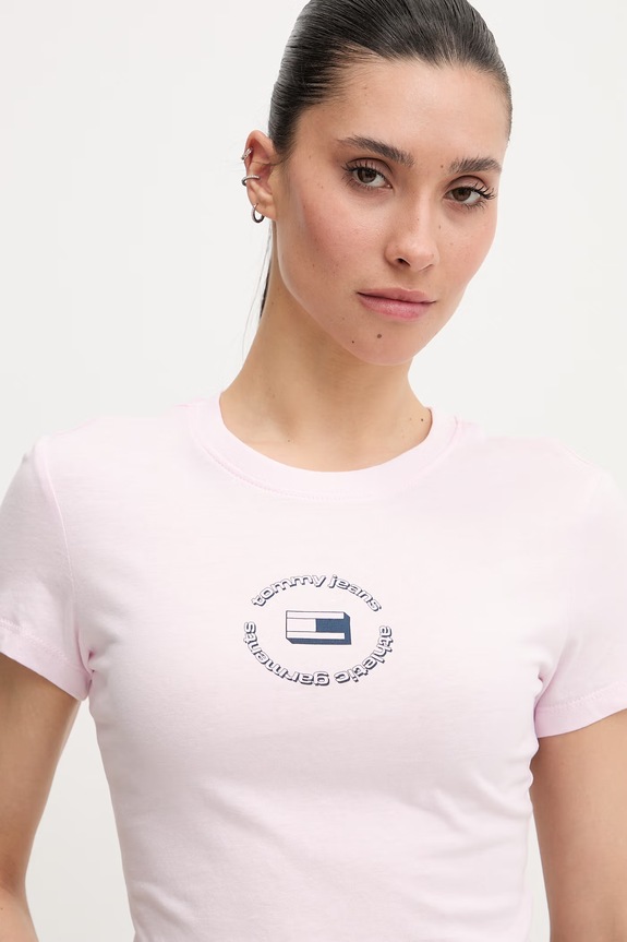 Oblečenie Tommy Jeans basic tričko dámske bavlnené DW0DW22273 ružová