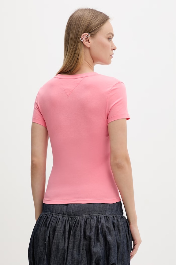 Odzież Tommy Jeans T-shirt basic damski bawełniany DW0DW22273 różowy