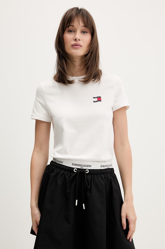 Odzież Tommy Jeans T-shirt damski bawełniany DW0DW22274 biały