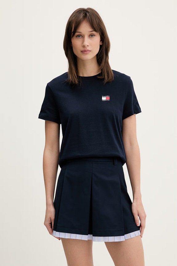 Odzież Tommy Jeans T-shirt damski bawełniany DW0DW22274 granatowy