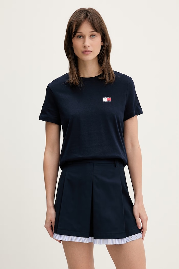 Odzież Tommy Jeans T-shirt damski bawełniany DW0DW22274 granatowy