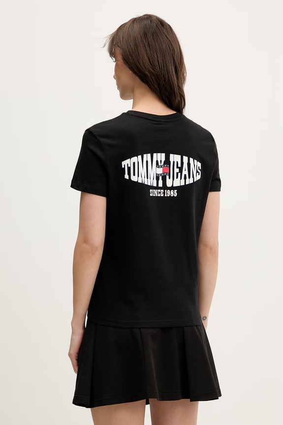 Tommy Jeans T-shirt damski bawełniany czarny DW0DW22274