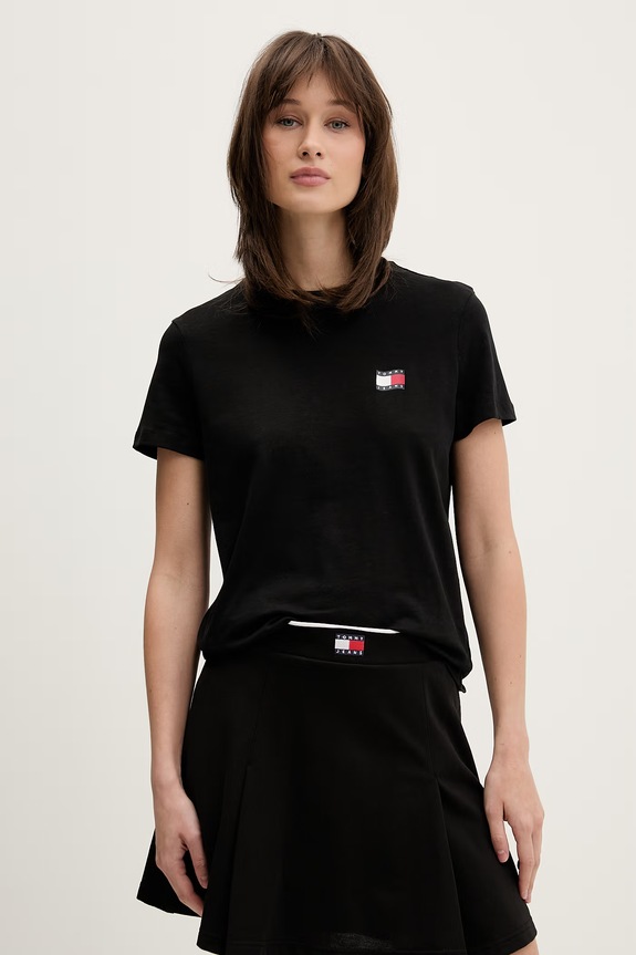 Odzież Tommy Jeans T-shirt damski bawełniany DW0DW22274 czarny