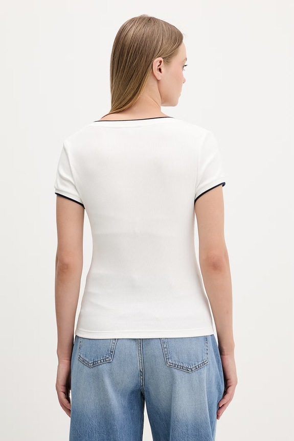 Odzież Tommy Jeans T-shirt damski bawełniany z elastanem DW0DW22275 beżowy