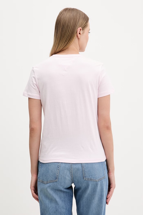 Tommy Jeans T-shirt damski bawełniany DW0DW22277 różowy SS26