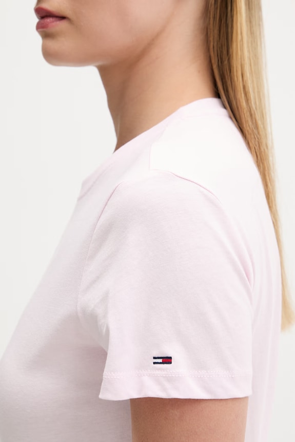 Tommy Jeans T-shirt damski bawełniany różowy DW0DW22277