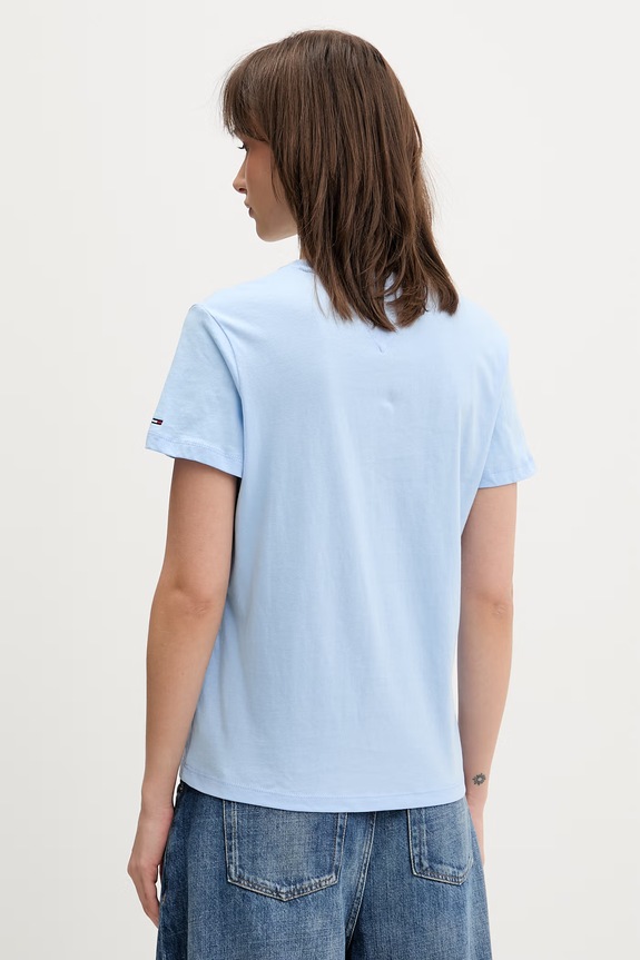 Odzież Tommy Jeans T-shirt damski bawełniany DW0DW22277 niebieski