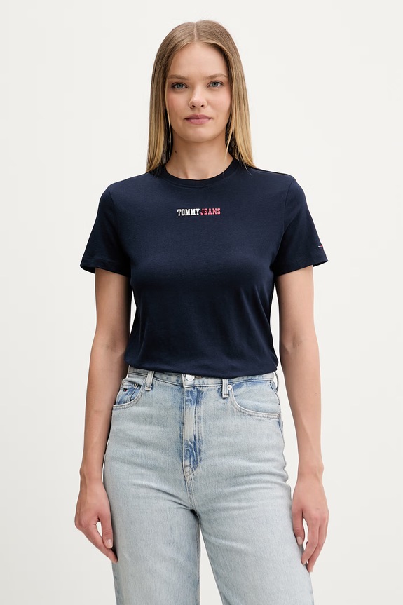 Tommy Jeans T-shirt damski bawełniany granatowy DW0DW22277