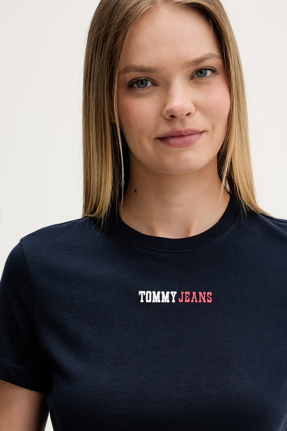 Tommy Jeans T-shirt damski bawełniany granatowy DW0DW22277