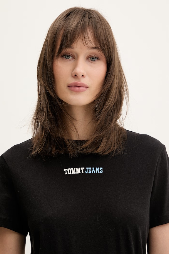 Tommy Jeans T-shirt damski bawełniany czarny DW0DW22277