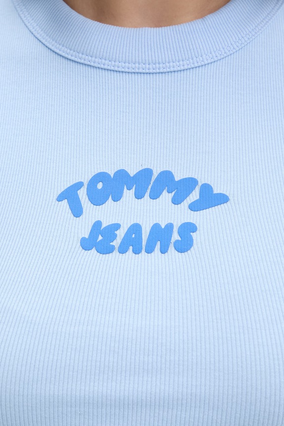 Tommy Jeans top dámsky bavlnený s elastanom DW0DW22280 modrá