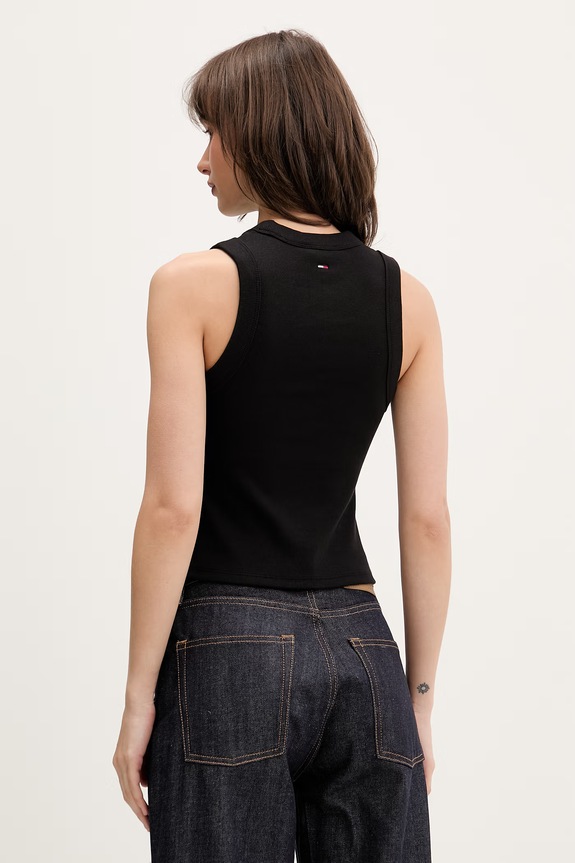 Oblečenie Tommy Jeans top dámsky bavlnený s elastanom DW0DW22280 čierna