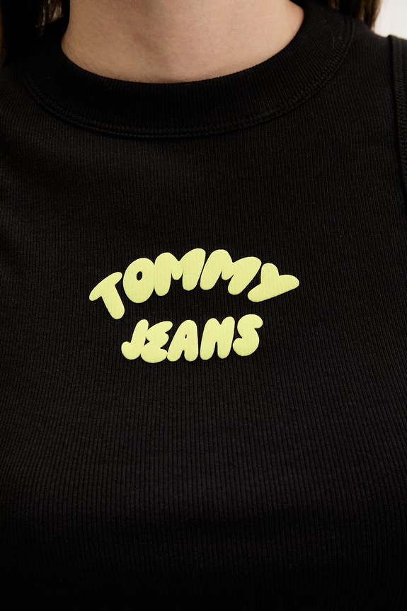 Tommy Jeans top dámsky bavlnený s elastanom DW0DW22280 čierna