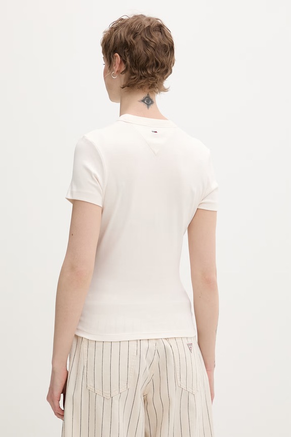 Oblečenie Tommy Jeans basic tričko dámske bavlnené DW0DW22302 béžová