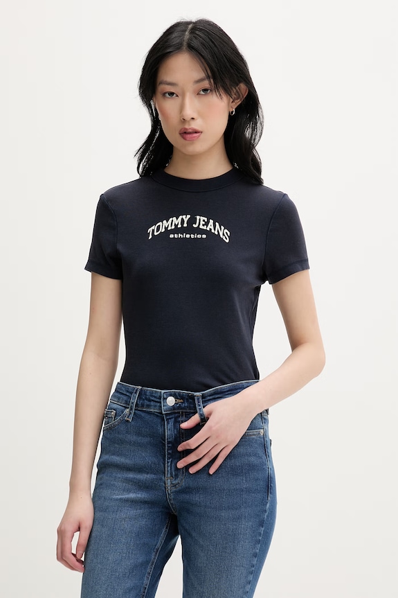 Tommy Jeans tricou basic pentru femei, din bumbac bleumarin DW0DW22302