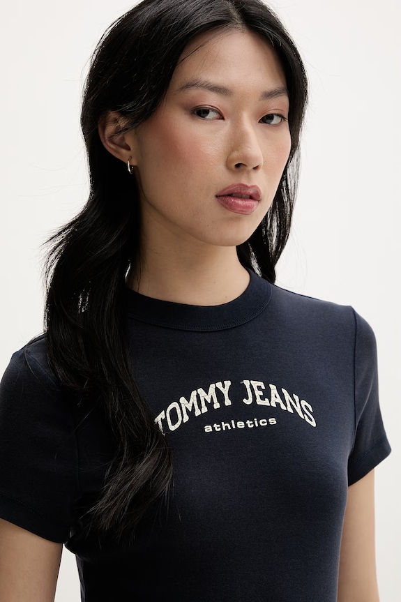 Tommy Jeans tricou basic pentru femei, din bumbac bleumarin DW0DW22302