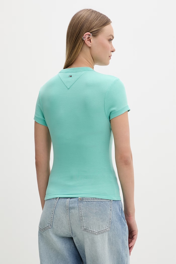 Îmbrăcăminte Tommy Jeans tricou basic pentru femei, din bumbac DW0DW22302 turcoaz