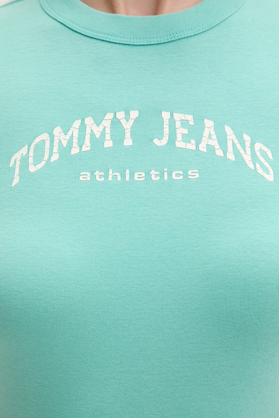 Tommy Jeans tricou basic pentru femei, din bumbac DW0DW22302 turcoaz