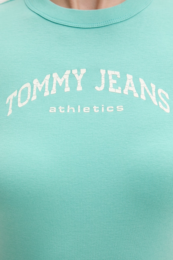 Tommy Jeans tricou basic pentru femei, din bumbac DW0DW22302 turcoaz