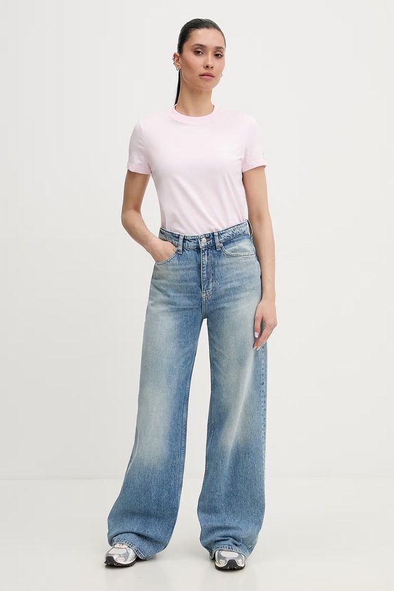 Tommy Jeans tricou pentru femei, din bumbac DW0DW22310 roz SS26