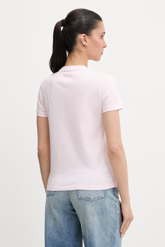 Îmbrăcăminte Tommy Jeans tricou pentru femei, din bumbac DW0DW22310 roz