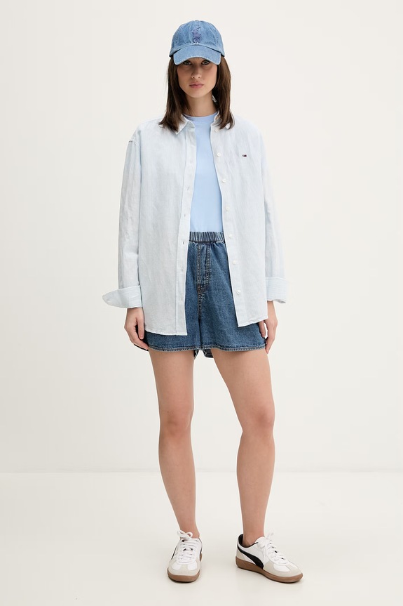 Tommy Jeans majica za žene od pamuka DW0DW22310 plava SS26