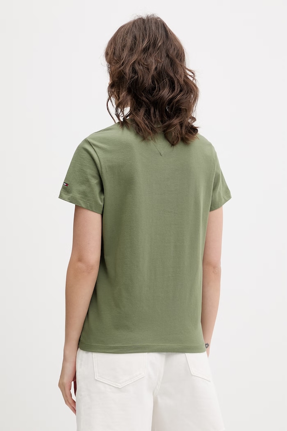 Îmbrăcăminte Tommy Jeans tricou pentru femei, din bumbac DW0DW22310 verde