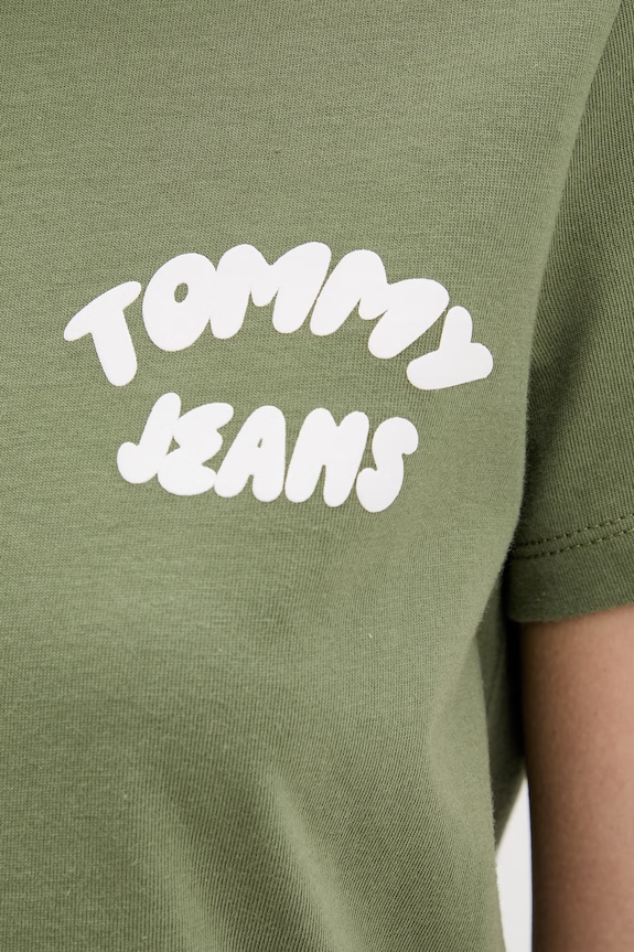 Tommy Jeans tricou pentru femei, din bumbac DW0DW22310 verde