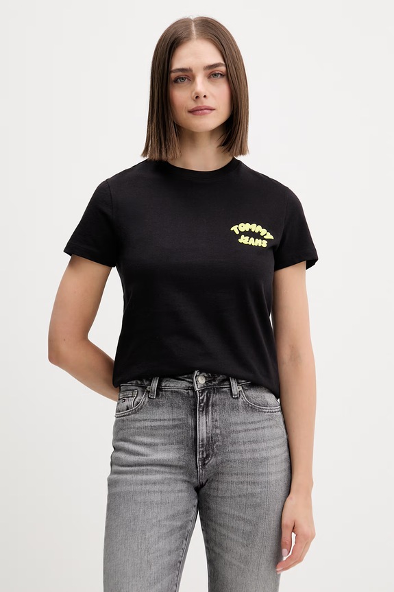 Tommy Jeans tričko dámske bavlnené čierna DW0DW22310