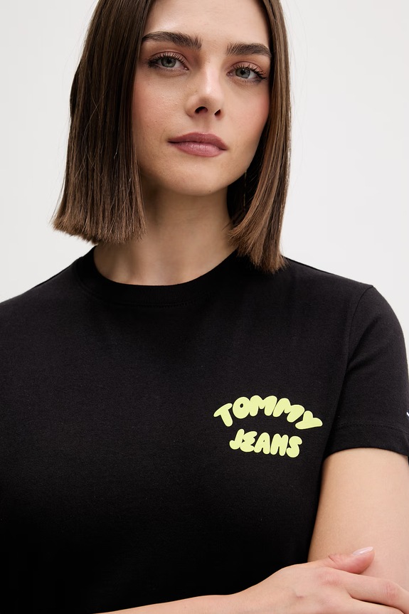Tommy Jeans tričko dámske bavlnené čierna DW0DW22310