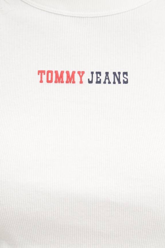 Tommy Jeans top damski bawełniany z elastanem DW0DW22577 beżowy