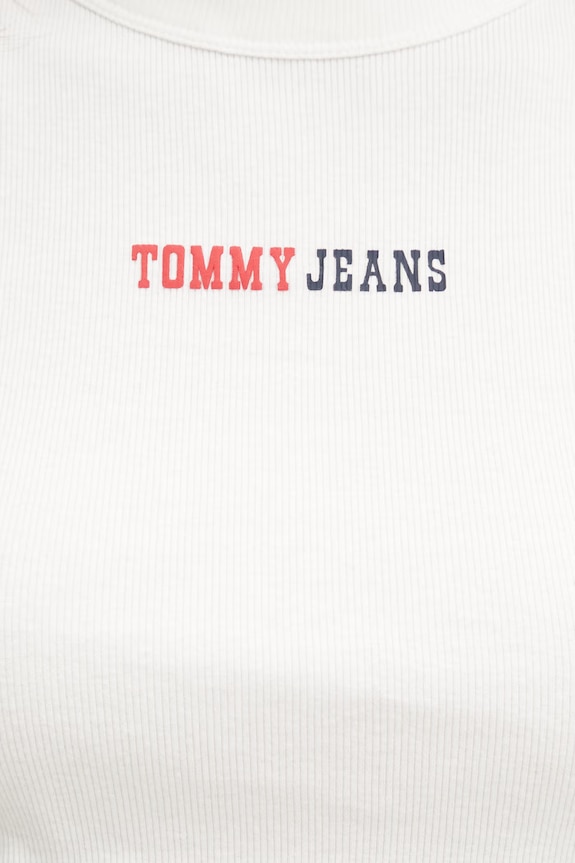 Tommy Jeans top damski bawełniany z elastanem DW0DW22577 beżowy