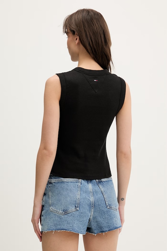 Odzież Tommy Jeans top damski bawełniany z elastanem DW0DW22577 czarny