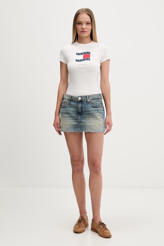 Tommy Jeans T-shirt damski bawełniany DW0DW22781 biały SS26