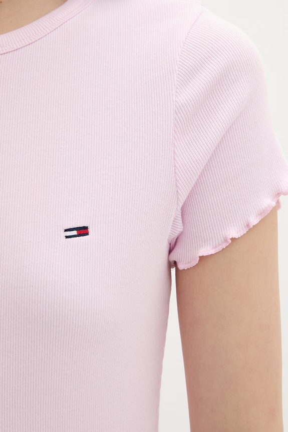 Tommy Jeans tričko dámske bavlnené s elastanom DW0DW22782 ružová