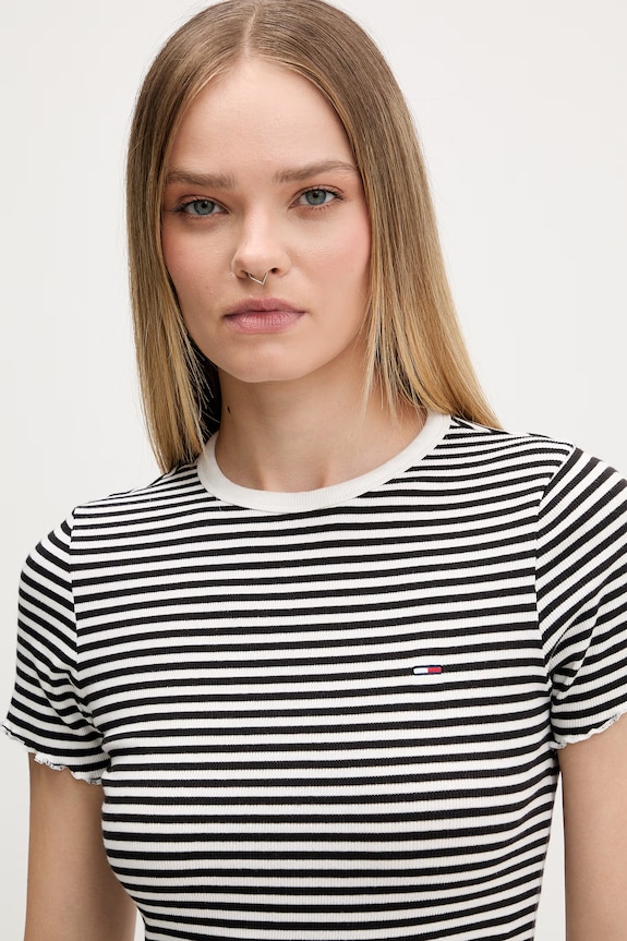 Tommy Jeans tričko dámske bavlnené s elastanom čierna DW0DW22782