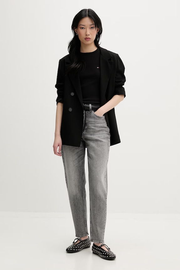 Tommy Jeans tričko dámske bavlnené s elastanom DW0DW22782 čierna SS26