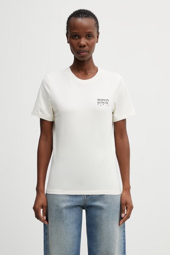 Clothing Maison Kitsuné Gallery fox t-shirt cotton Women's QW00104KJ7026 beige