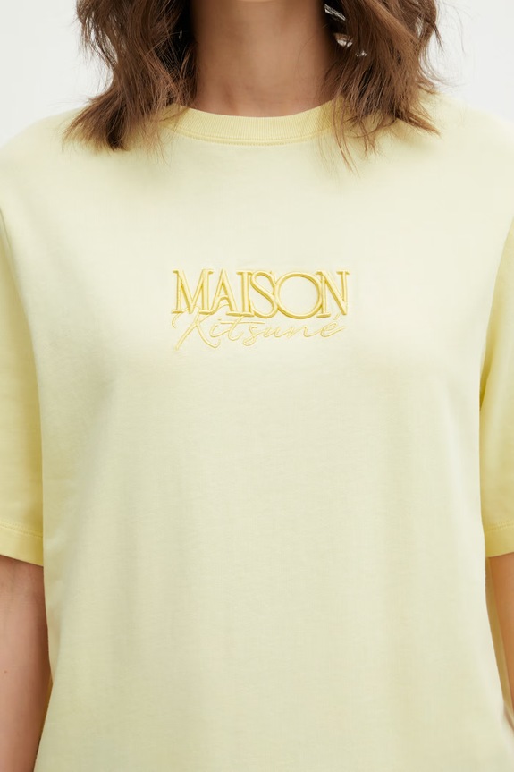 Maison Kitsuné cotton t-shirt Album Logo yellow QW00110KJ0119