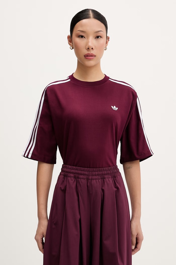 adidas Originals t-shirt γυναικείος βαμβακερός με ελαστάν μπορντό KY5092