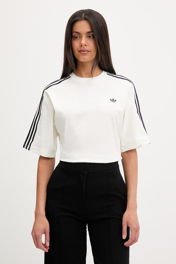 adidas Originals majica ženska od pamuka s elastanom bež KY5093