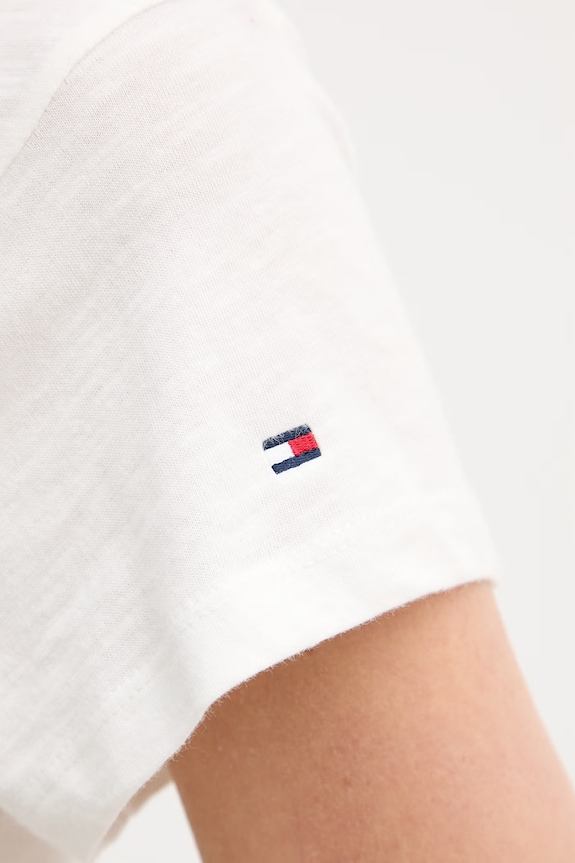 Tommy Hilfiger T-shirt basic damski bawełniany WW0WW48702 beżowy