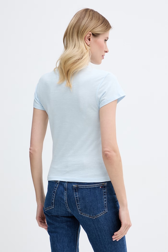 Oblečení Tommy Hilfiger basic tričko dámské bavlněné WW0WW48702 modrá