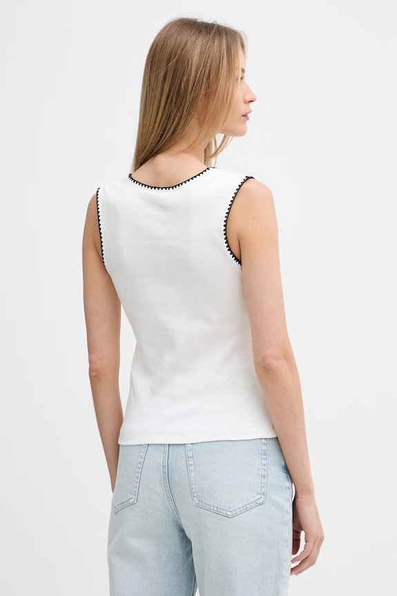 Odzież Tommy Hilfiger top damski bawełniany WW0WW48715 beżowy