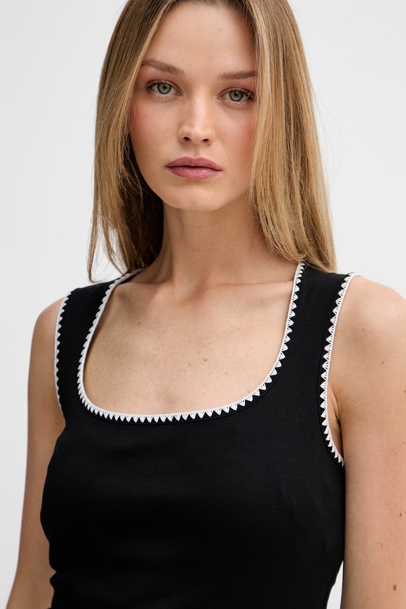 Tommy Hilfiger top dámsky bavlnený čierna WW0WW48715
