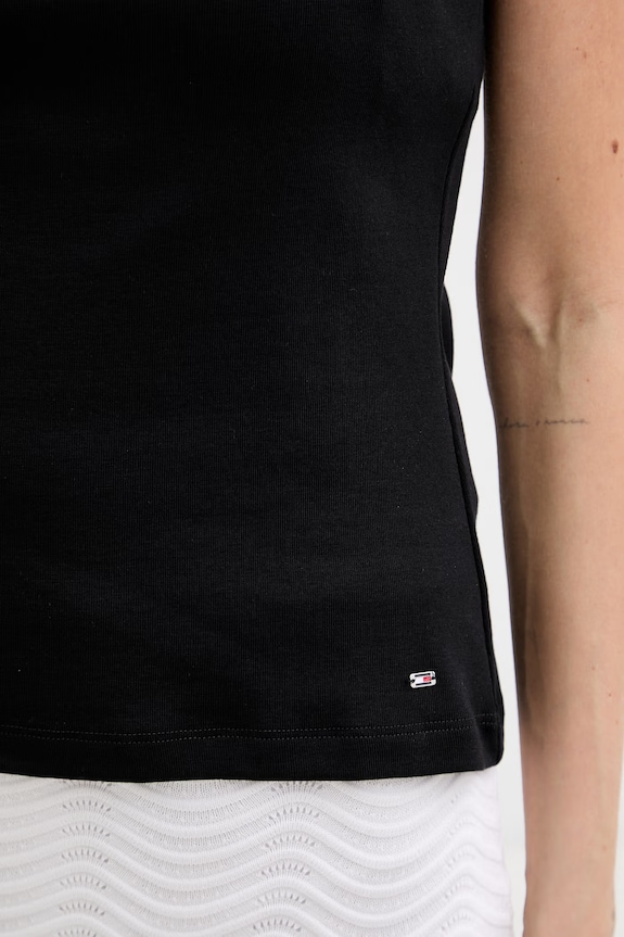 Tommy Hilfiger top dámsky bavlnený WW0WW48715 čierna