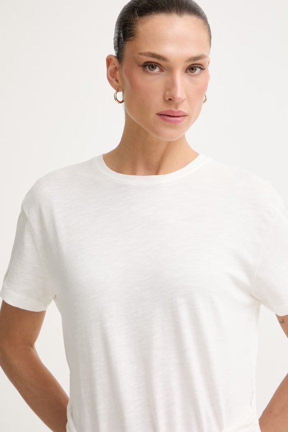 Tommy Hilfiger T-shirt damski bawełniany beżowy WW0WW49256