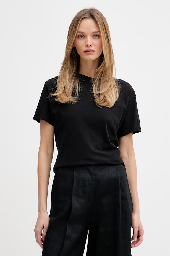 Tommy Hilfiger T-shirt γυναικείο βαμβακερό μαύρο WW0WW49256